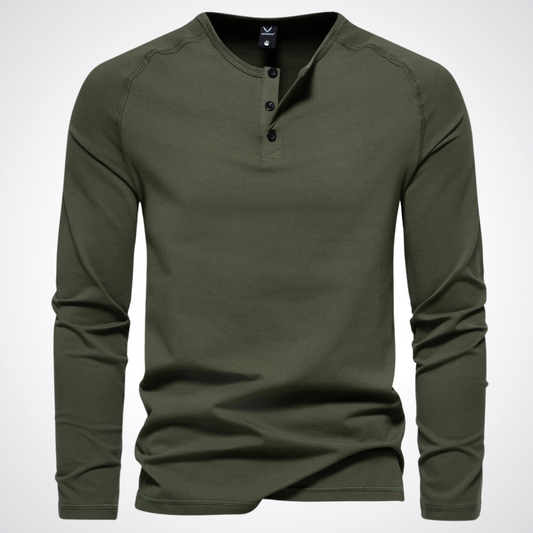 Stephen | Heren Henley shirt met lange mouwen