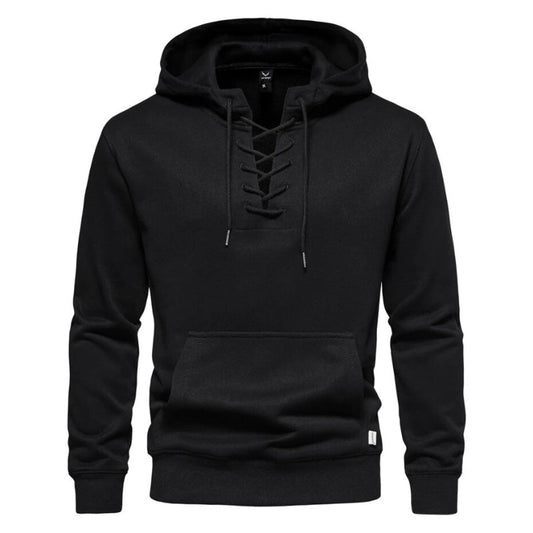 LaceWeave Hoodie | Zachte katoen-hoodie met vetersluiting