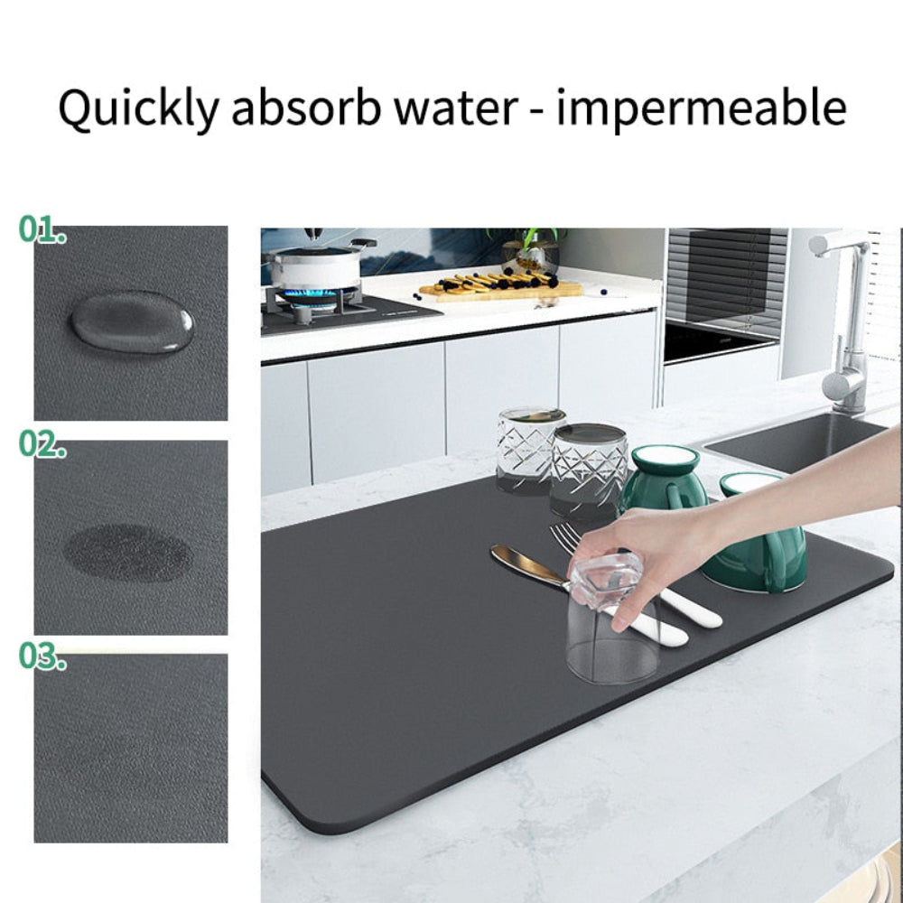 DryGuard Mat | Grote keukenafdruipmat waterabsorberend en anti‑slip