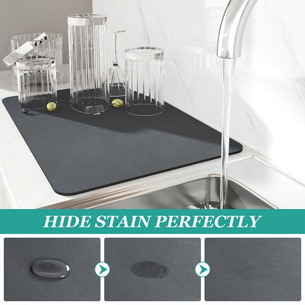 DryGuard Mat | Grote keukenafdruipmat waterabsorberend en anti‑slip