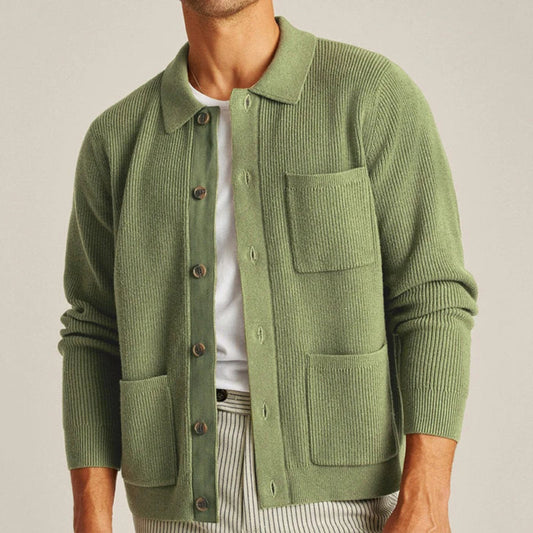 ForestKnit | Groene katoenen cardigan met knopen