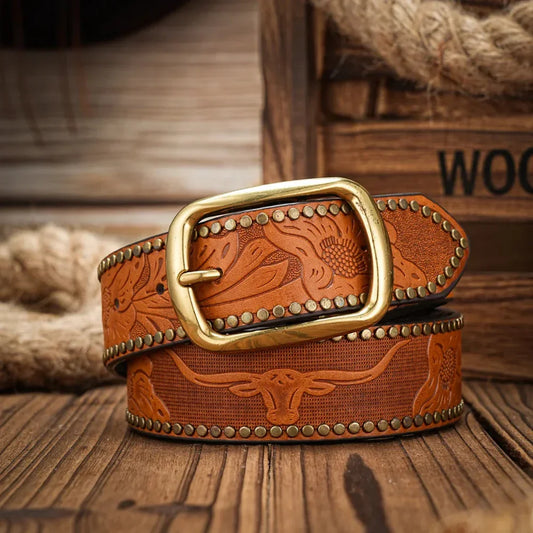 Gravura | PU leren riem met gegraveerde gesp