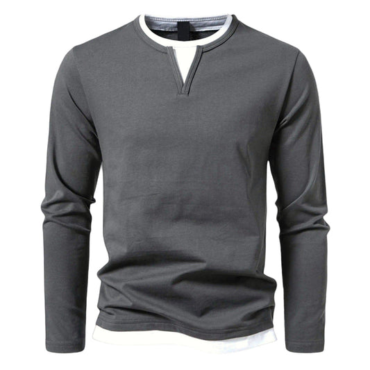 Henley | Heren lange mouw shirt met minimalistische Henley-kraag