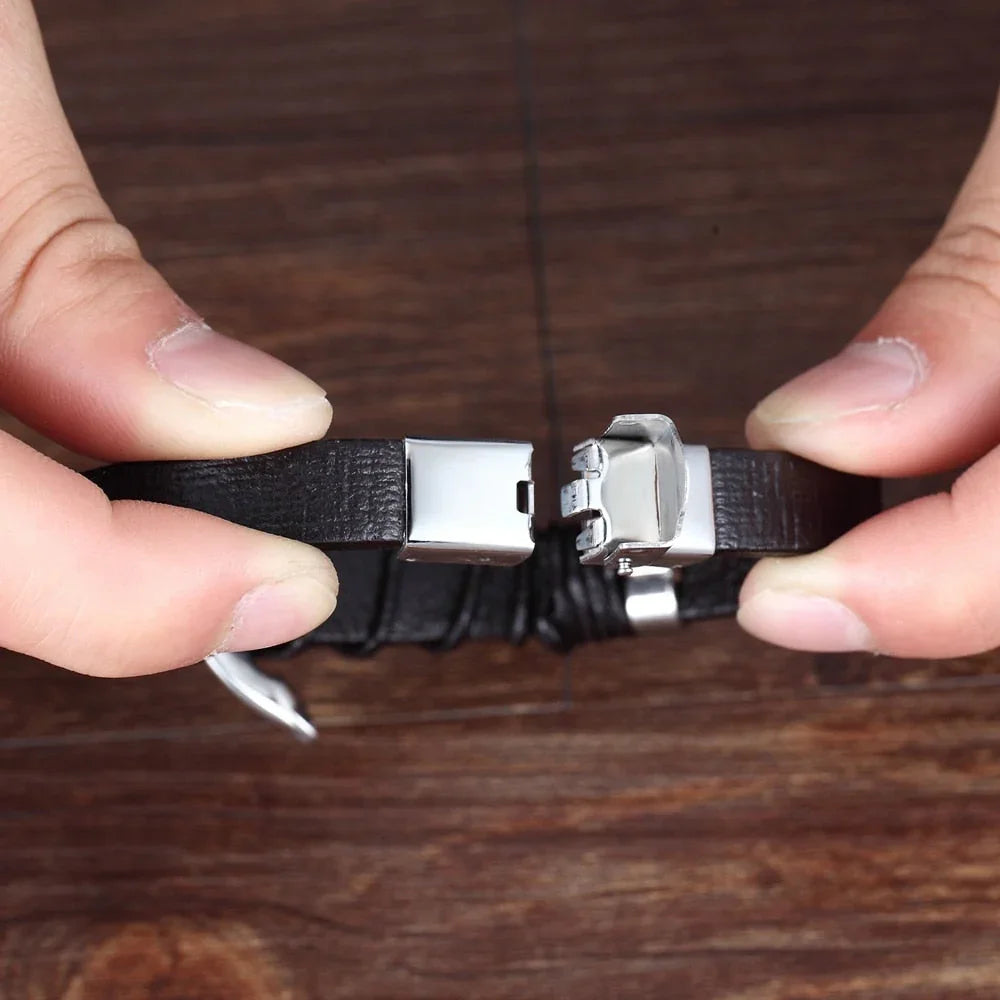 Infinity Herenarmband Zwart | Leer met stalen oneindigheidssymbool