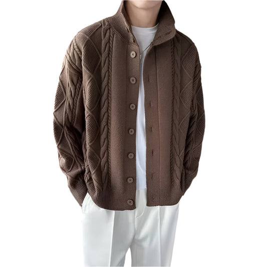 CableCraft Cardigan | Kabel‑trui met zachte wolblend en kraag