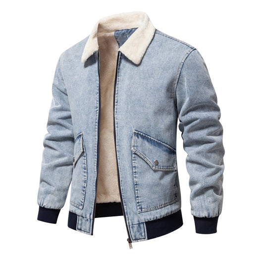 DenimSherpa | Heren denim jas met fleece voering en kraag