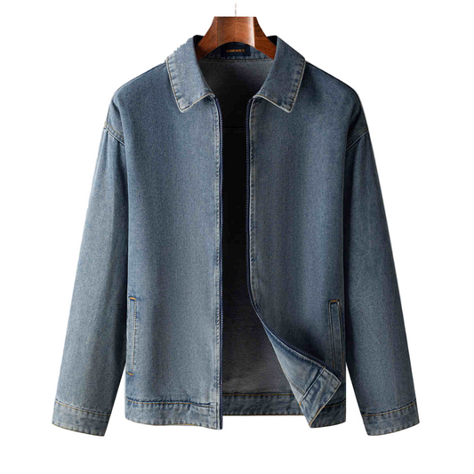 UrbanDenim | Heren denim jas met ritssluiting en kraag