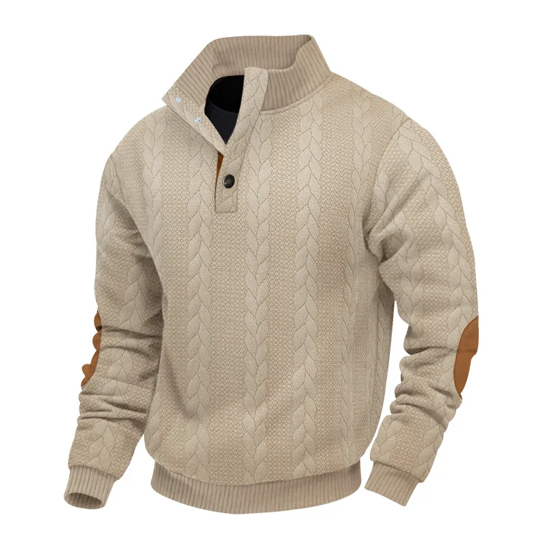Stefano | Heren trui met halve rits en kabelpatroon