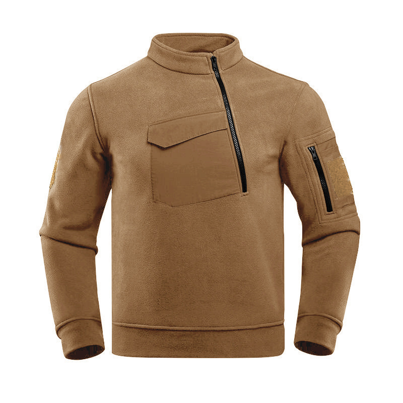 UtilityZip | Heren sweater met halve rits en borstzak