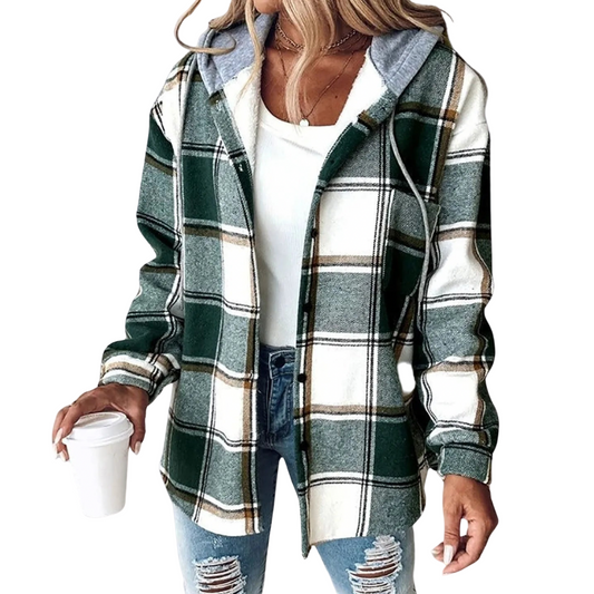 Modern Check | Dames capuchonjas met ruitpatroon en capuchon