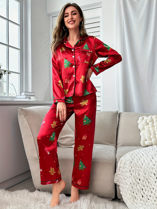 Dames kerst pyjama set | Comfortabele pyjama met kerstprint
