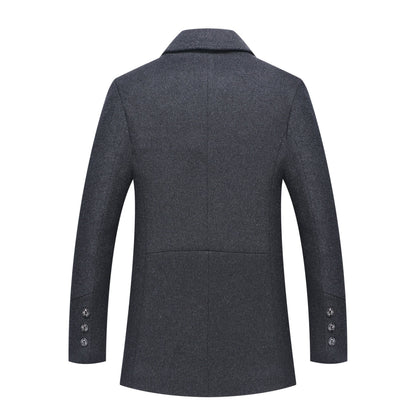 Trenchcoat | Heren lange winterjas met fleece voering en geruite reverskraag