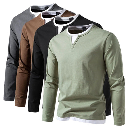 Henley | Heren lange mouw shirt met minimalistische Henley-kraag