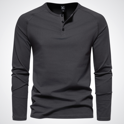 Stephen | Heren Henley shirt met lange mouwen