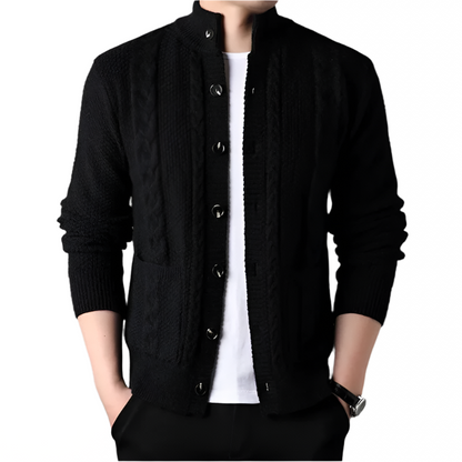 NordicWeave Jacket | Gebreide herenjas met fleece en quilt
