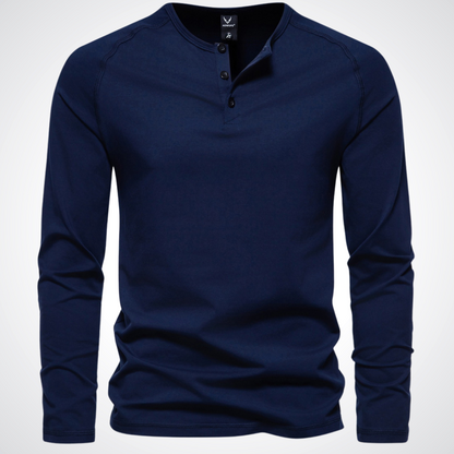 Stephen | Heren Henley shirt met lange mouwen