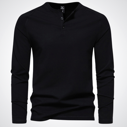 Stephen | Heren Henley shirt met lange mouwen
