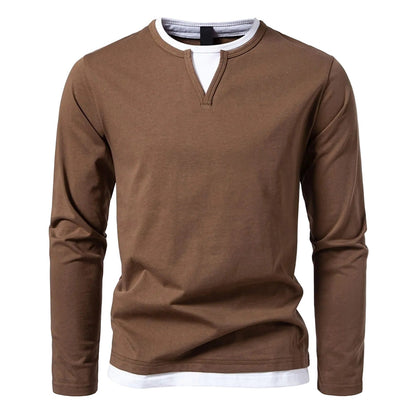 Henley | Heren lange mouw shirt met minimalistische Henley-kraag