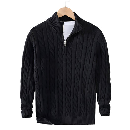 CableEase Sweater | Quarter‑zip katoenen kabeltrui