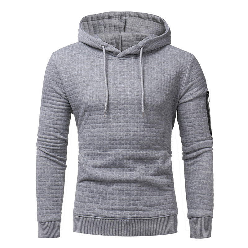 Martin | Heren Hoodie met ruitstructuur en rits op mouw