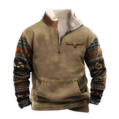 AztecZip | Heren zip-up trui met relaxed fit en westernaccent