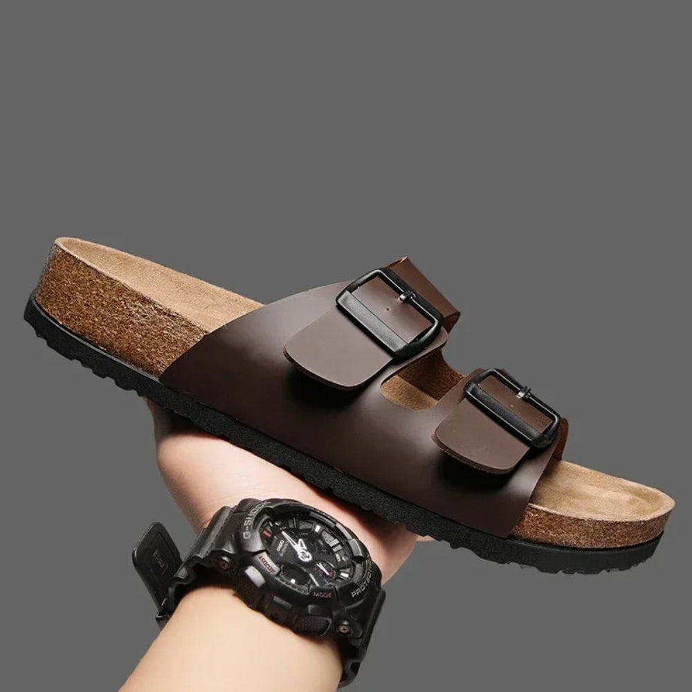 CorkStep | Leren teenslippers met kurken zool