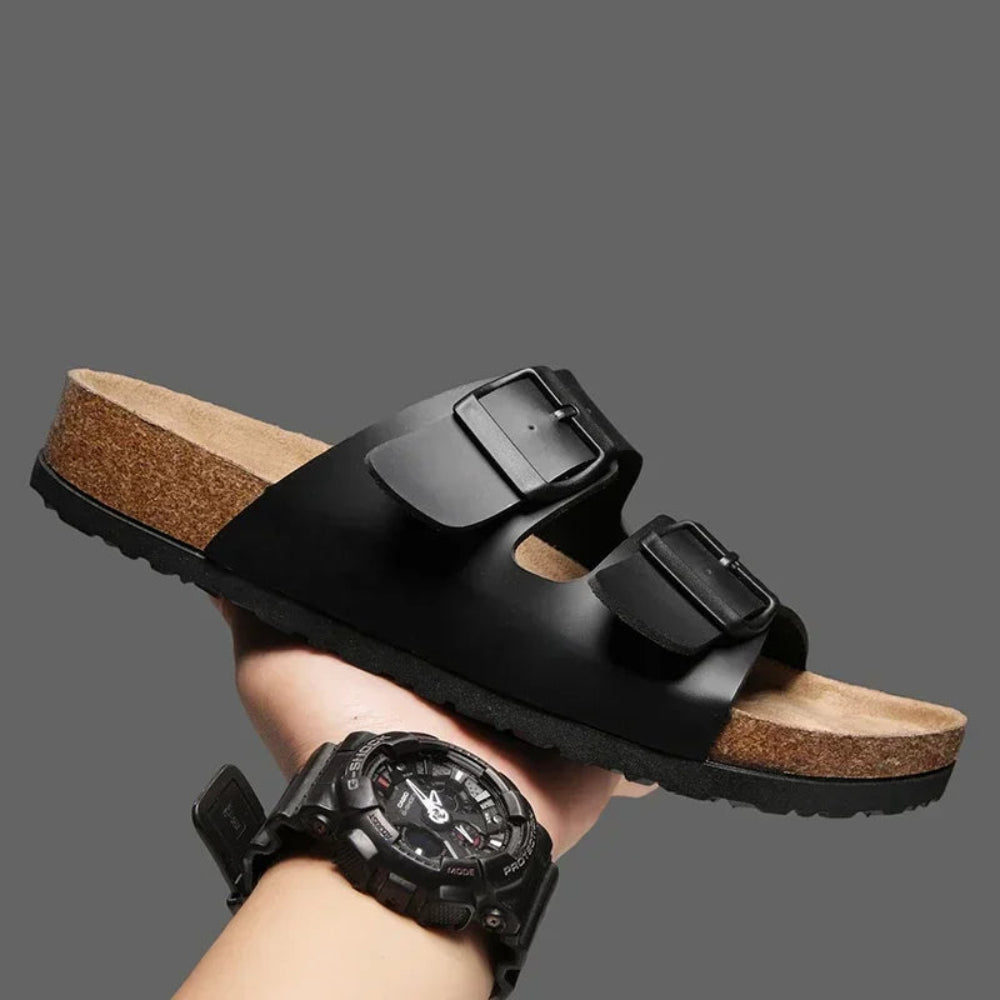 CorkStep | Leren teenslippers met kurken zool