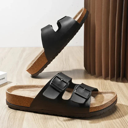 CorkStep | Leren teenslippers met kurken zool