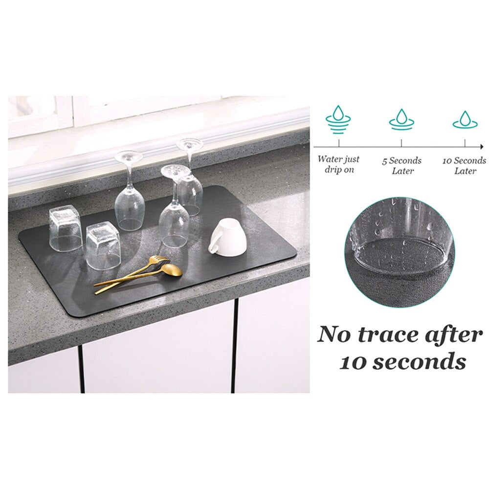 DryGuard Mat | Grote keukenafdruipmat waterabsorberend en anti‑slip