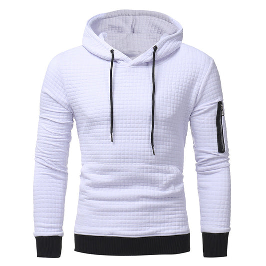 Martin | Heren Hoodie met ruitstructuur en rits op mouw