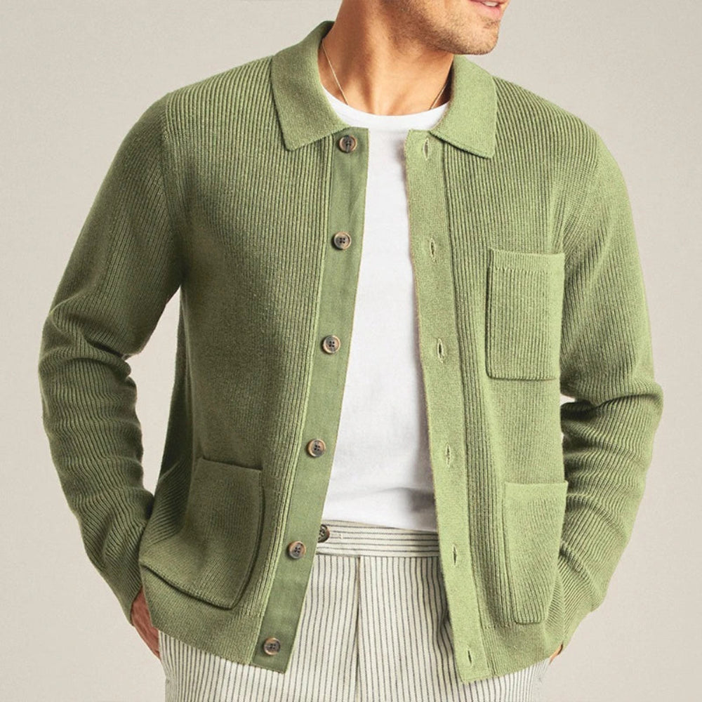 ForestKnit | Groene katoenen cardigan met knopen