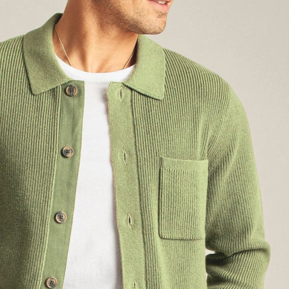 ForestKnit | Groene katoenen cardigan met knopen