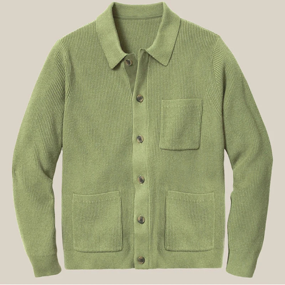 ForestKnit | Groene katoenen cardigan met knopen