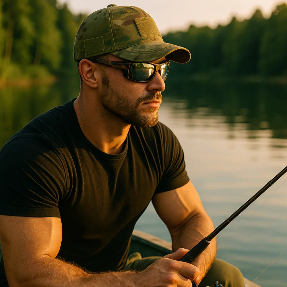 GripShade | Camouflage cap met brilhouder met GRATIS zonnebril