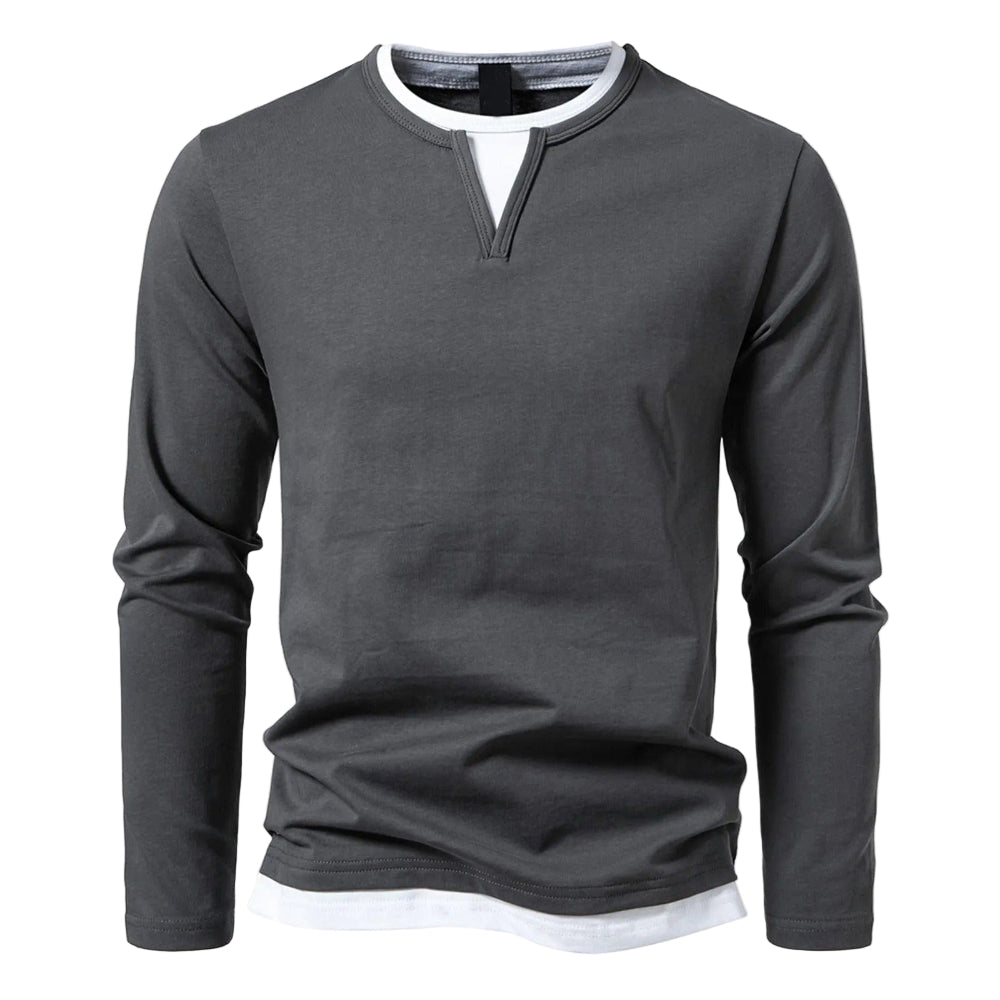 Henley | Heren lange mouw shirt met minimalistische Henley-kraag