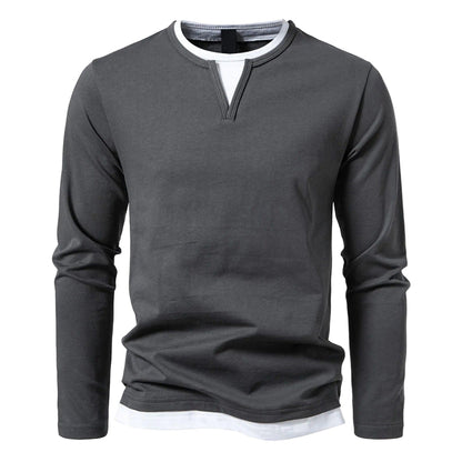 Henley | Heren lange mouw shirt met minimalistische Henley-kraag