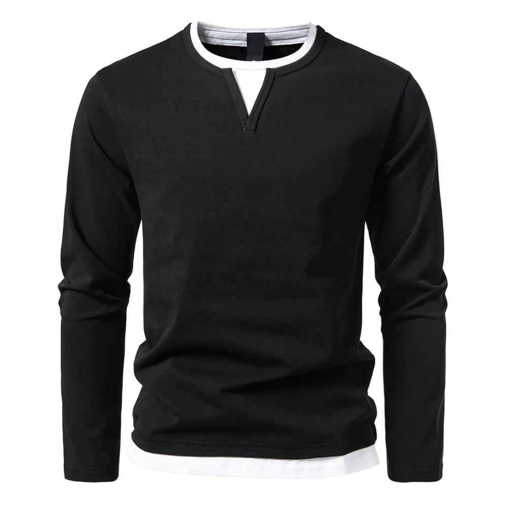 Henley | Heren lange mouw shirt met minimalistische Henley-kraag
