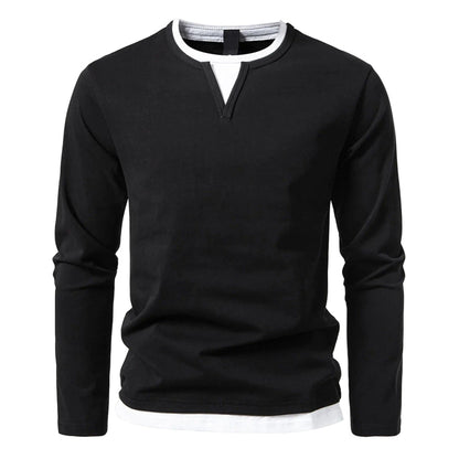 Henley | Heren lange mouw shirt met minimalistische Henley-kraag