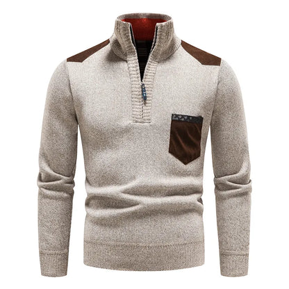 Zip Collar | Heren herfsttrui met ritssluiting en contrastdetails