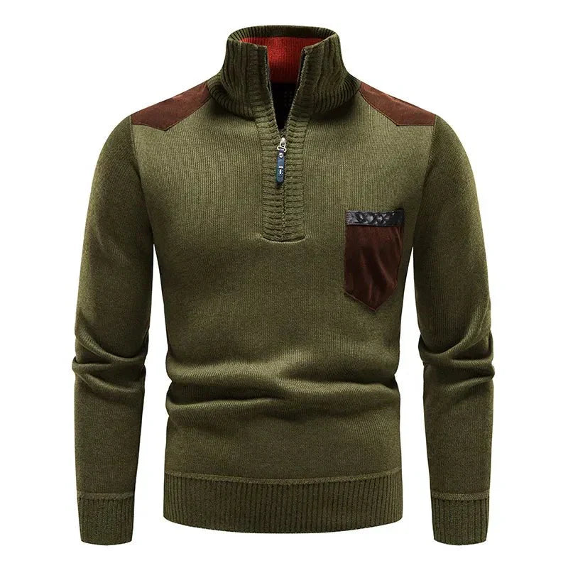 Zip Collar | Heren herfsttrui met ritssluiting en contrastdetails