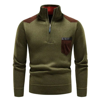 Zip Collar | Heren herfsttrui met ritssluiting en contrastdetails
