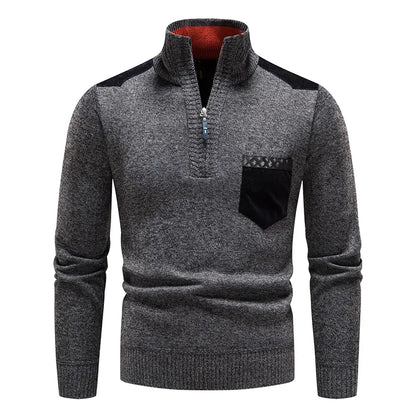 Zip Collar | Heren herfsttrui met ritssluiting en contrastdetails