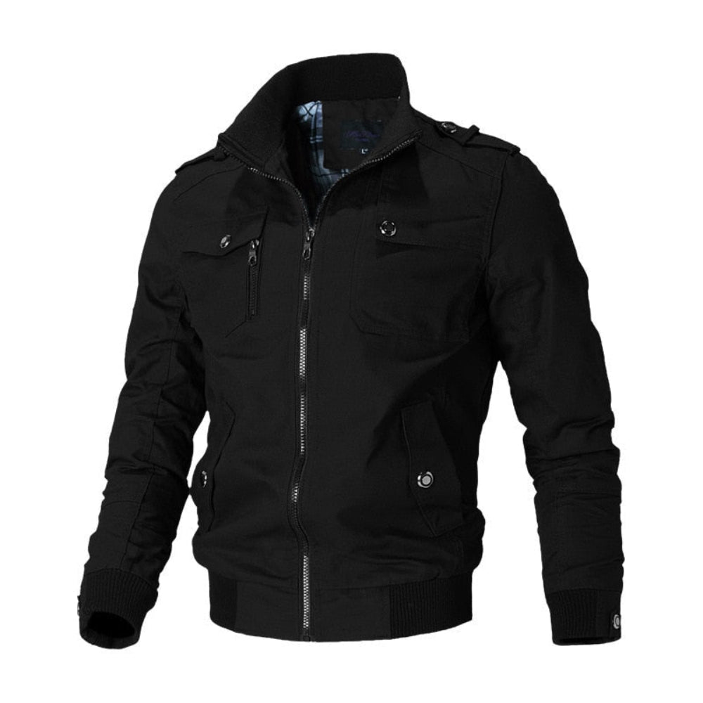 Liam | Heren herfst-winterjas met hoge kraag en slanke pasvorm rits