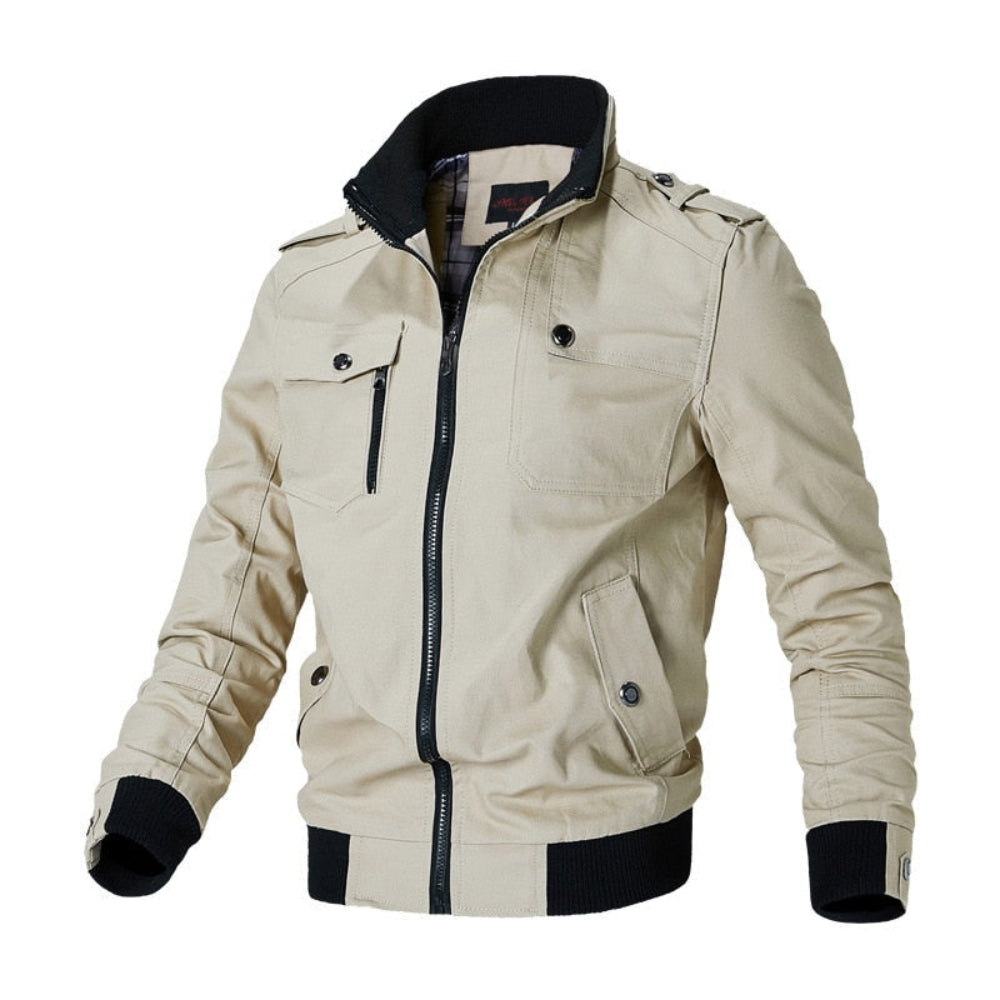 Liam | Heren herfst-winterjas met hoge kraag en slanke pasvorm rits