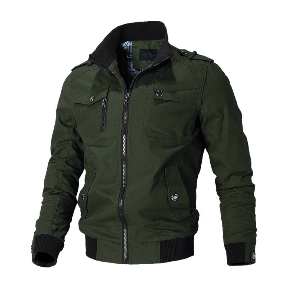 Liam | Heren herfst-winterjas met hoge kraag en slanke pasvorm rits