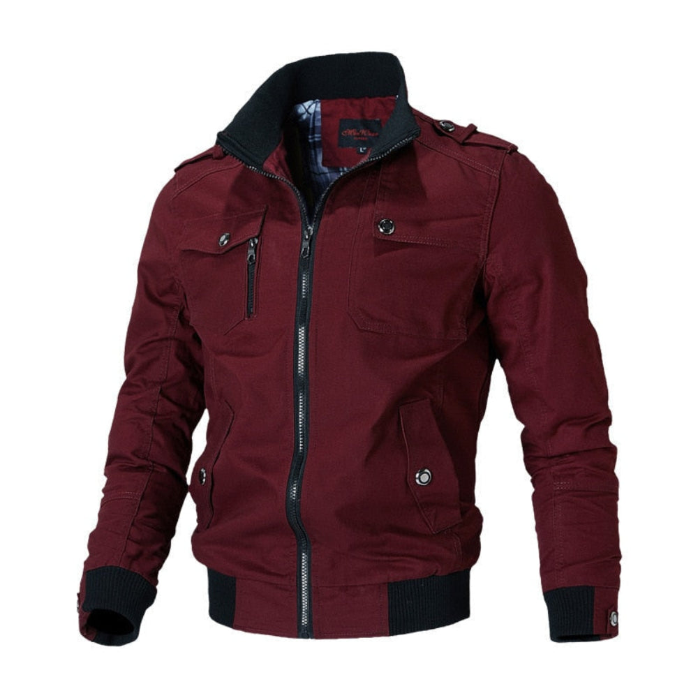 Liam | Heren herfst-winterjas met hoge kraag en slanke pasvorm rits