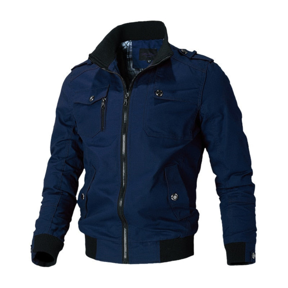 Liam | Heren herfst-winterjas met hoge kraag en slanke pasvorm rits