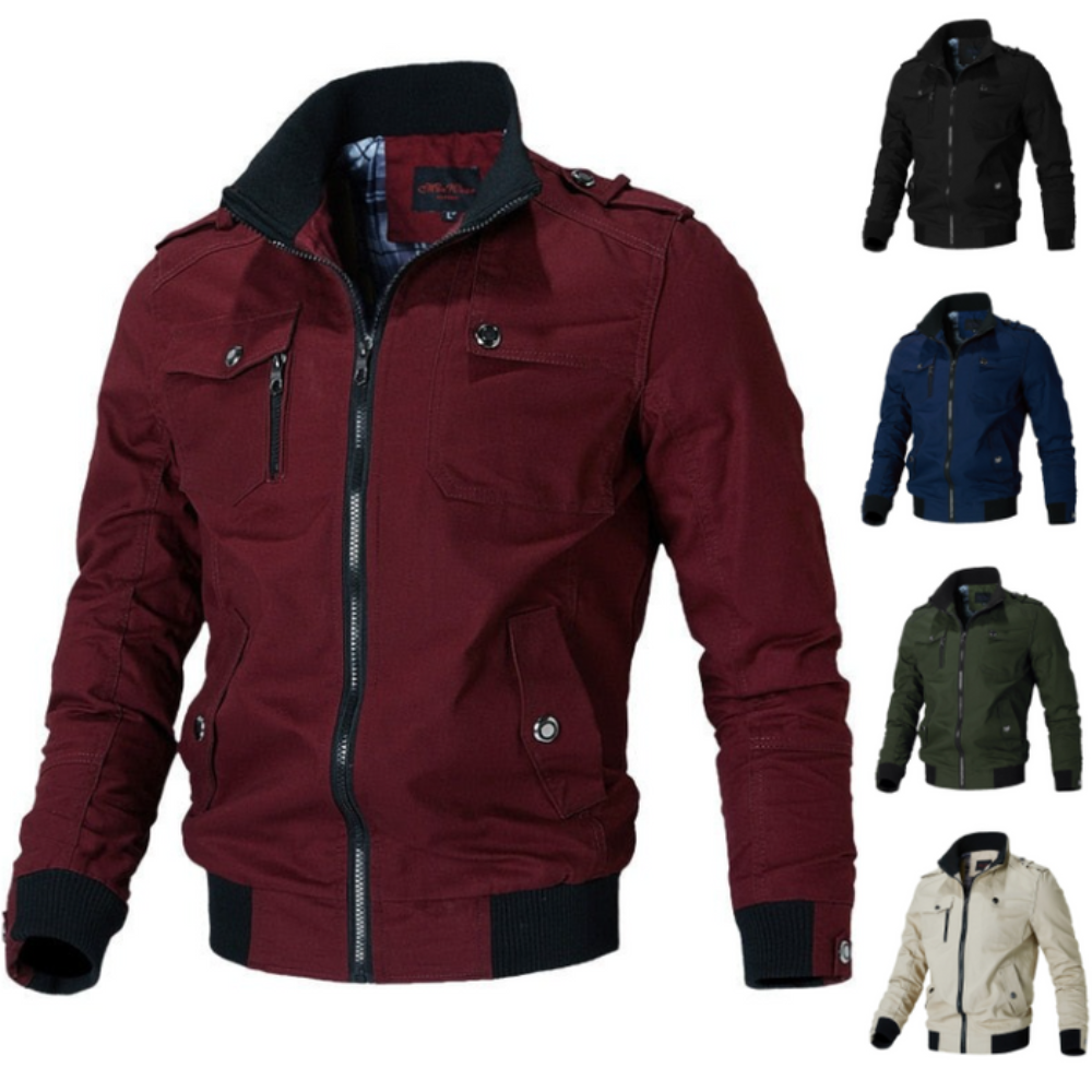 Liam | Heren herfst-winterjas met hoge kraag en slanke pasvorm rits