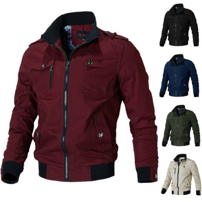 Liam | Heren herfst-winterjas met hoge kraag en slanke pasvorm rits
