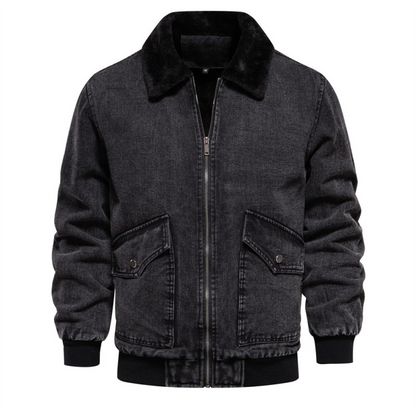 DenimSherpa | Heren denim jas met fleece voering en kraag